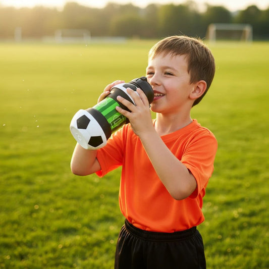 Silicone Football Water Bottle 550ml with Carabiner Clip Inviteck