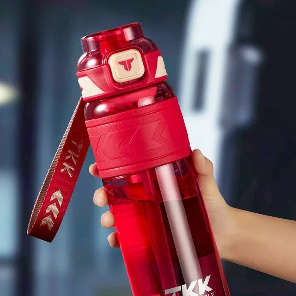 TKK 1000ml Tritan Sports Water Bottle with Straw BPA-Free Leakproof