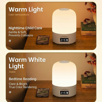LED Lamp with Clock Display Touch Night Light USB