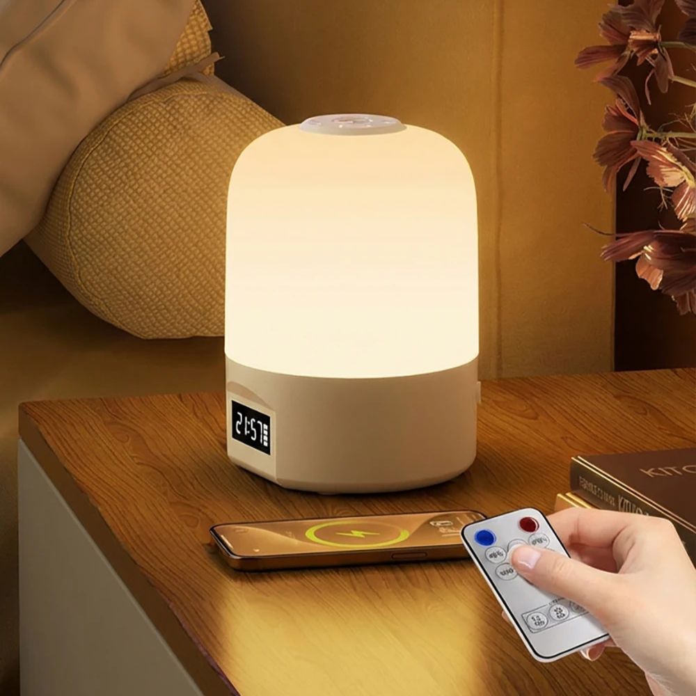 LED Lamp with Clock Display Touch Night Light USB