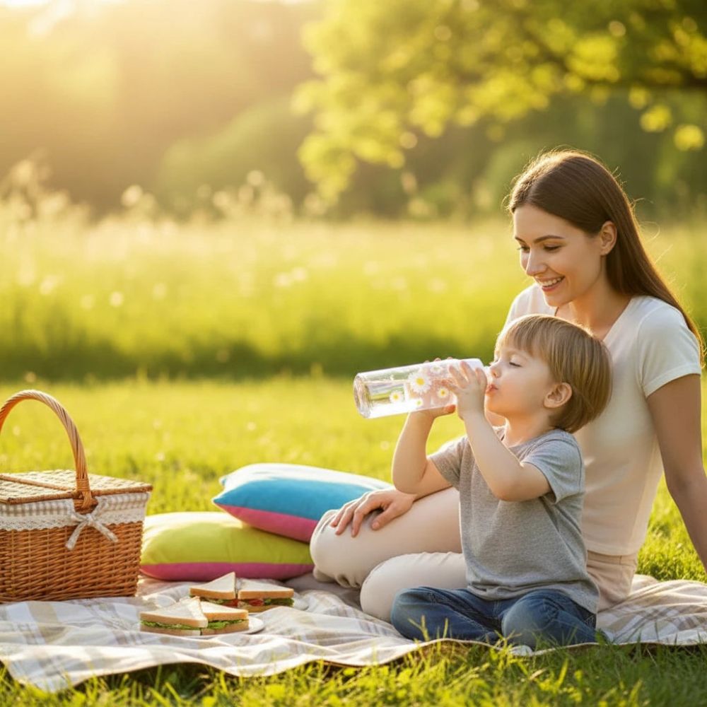 780ml Daisy Water Bottle with Straw Leakproof Clear Travel Bottle Inviteck