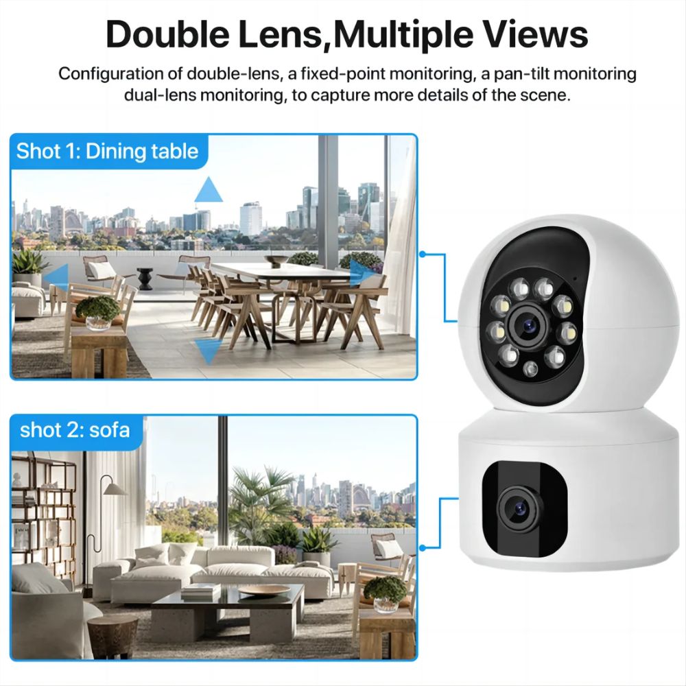 Smart Camera Home Security  – Dual Lens Baby Monitor