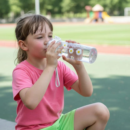 780ml Daisy Water Bottle with Straw Leakproof Clear Travel Bottle Inviteck
