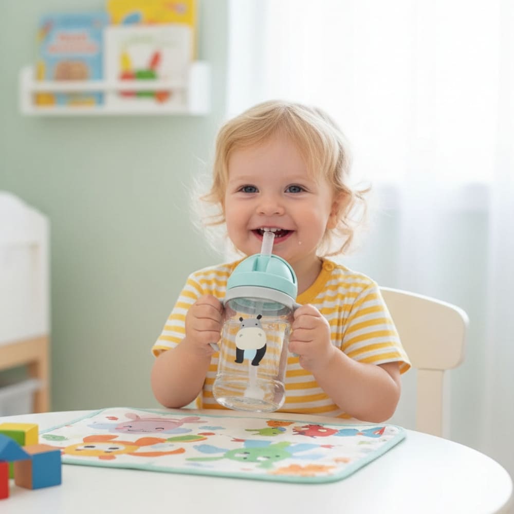 350ml Kids Water Bottle with Straw Leak-Proof Inviteck