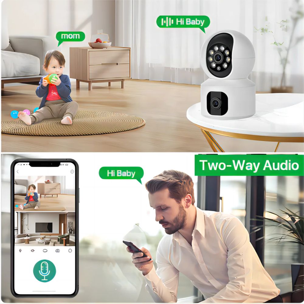 Smart Camera Home Security  – Dual Lens Baby Monitor