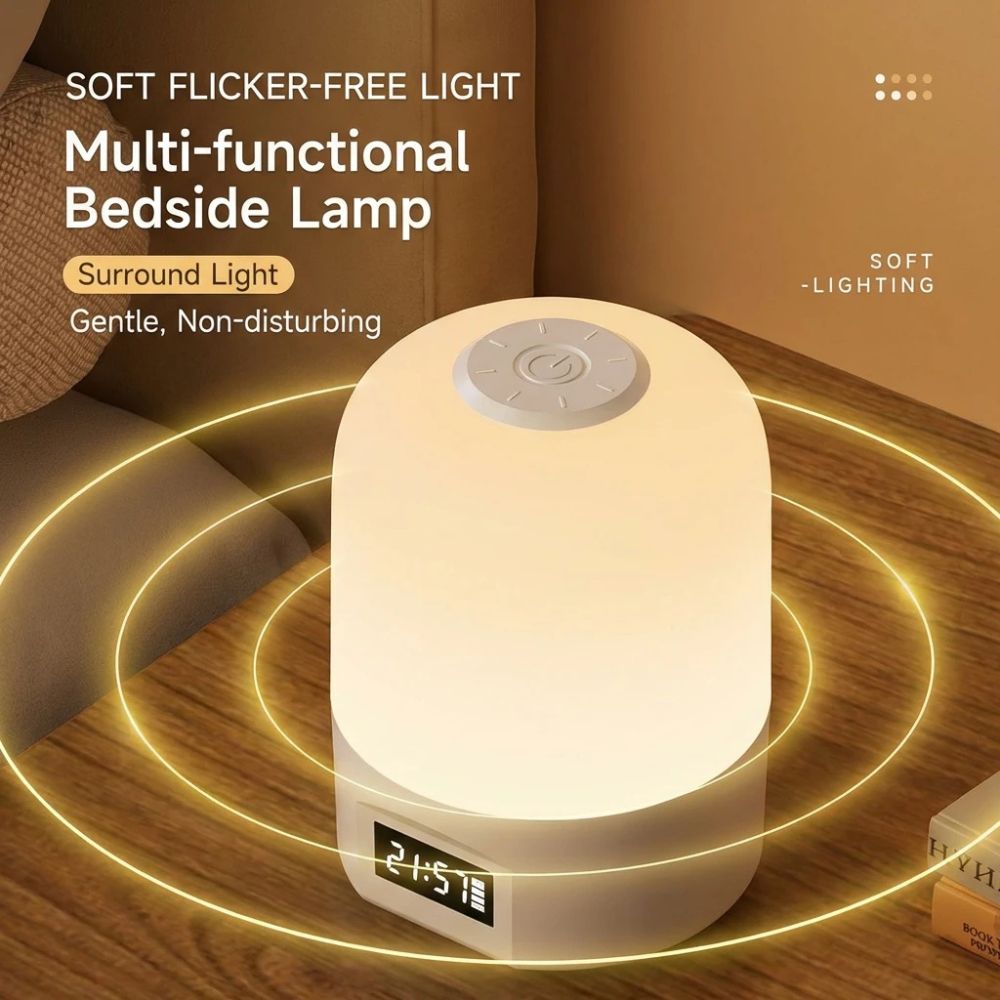 LED Lamp with Clock Display Touch Night Light USB