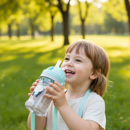 350ml Kids Water Bottle with Straw Leak-Proof Inviteck