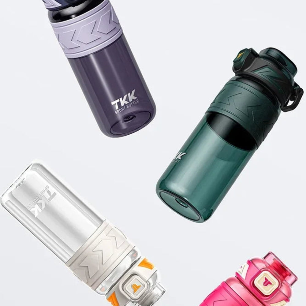 TKK 1000ml Tritan Sports Water Bottle with Straw BPA-Free Leakproof