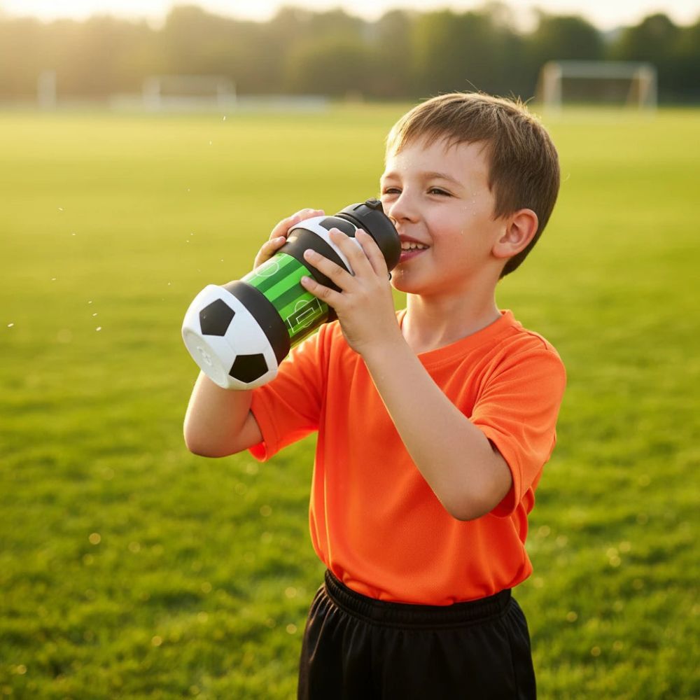 Silicone Football Water Bottle 550ml with Carabiner Clip Inviteck