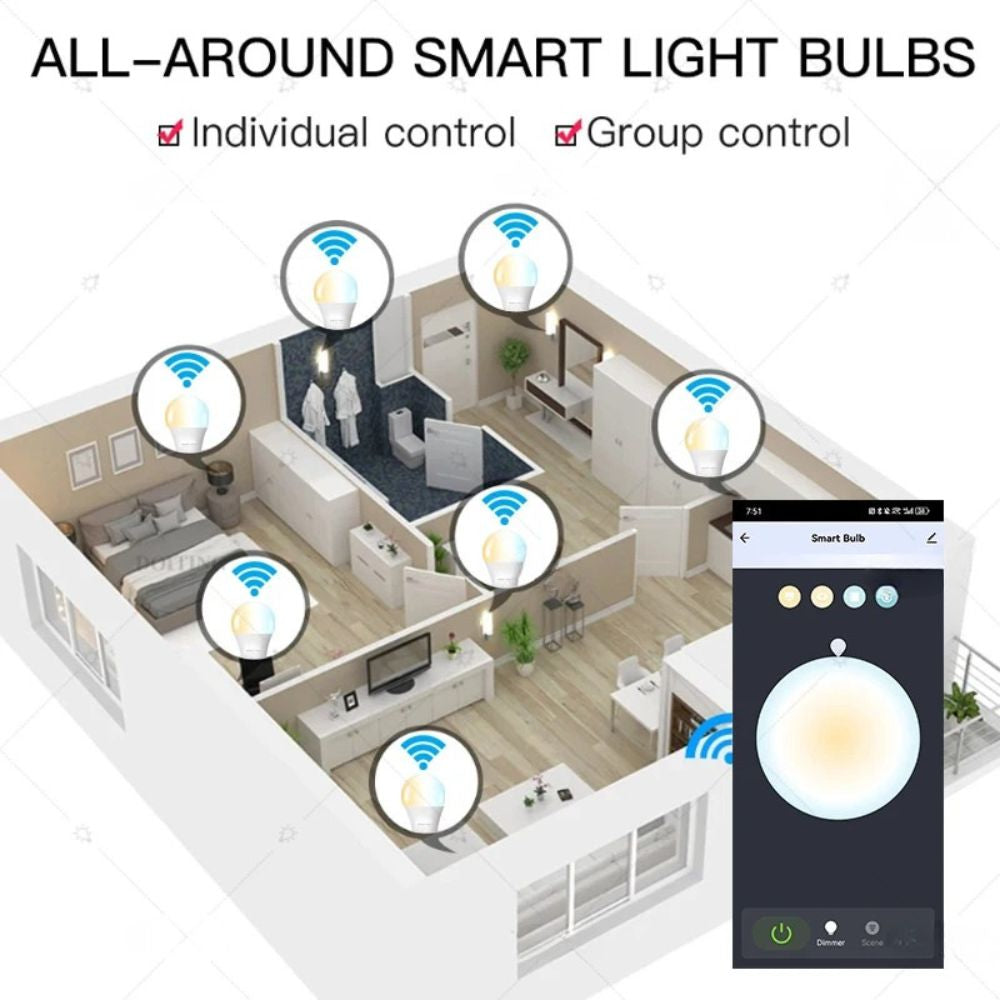Smart LED Bulb – App & Voice Control Dimmable Light