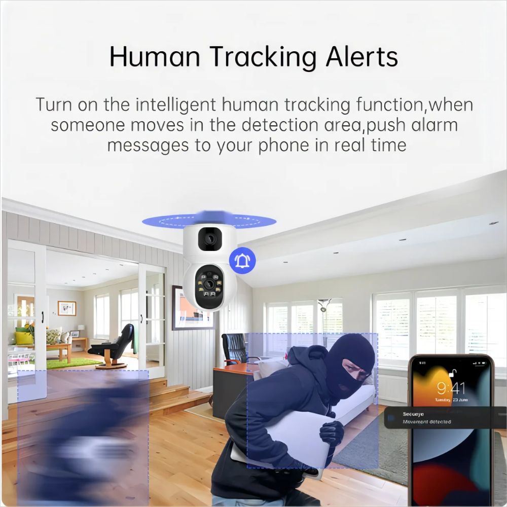 Smart Camera Home Security  – Dual Lens Baby Monitor