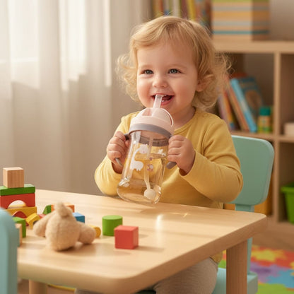 350ml Kids Water Bottle with Straw Leak-Proof Inviteck
