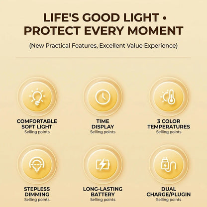 LED Lamp with Clock Display Touch Night Light USB