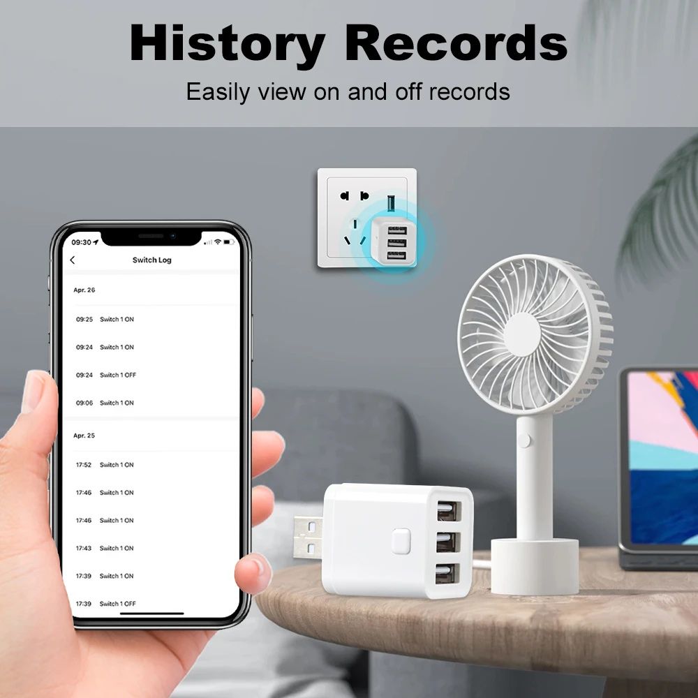 USB Smart Home Switch Adapter 3 Gang