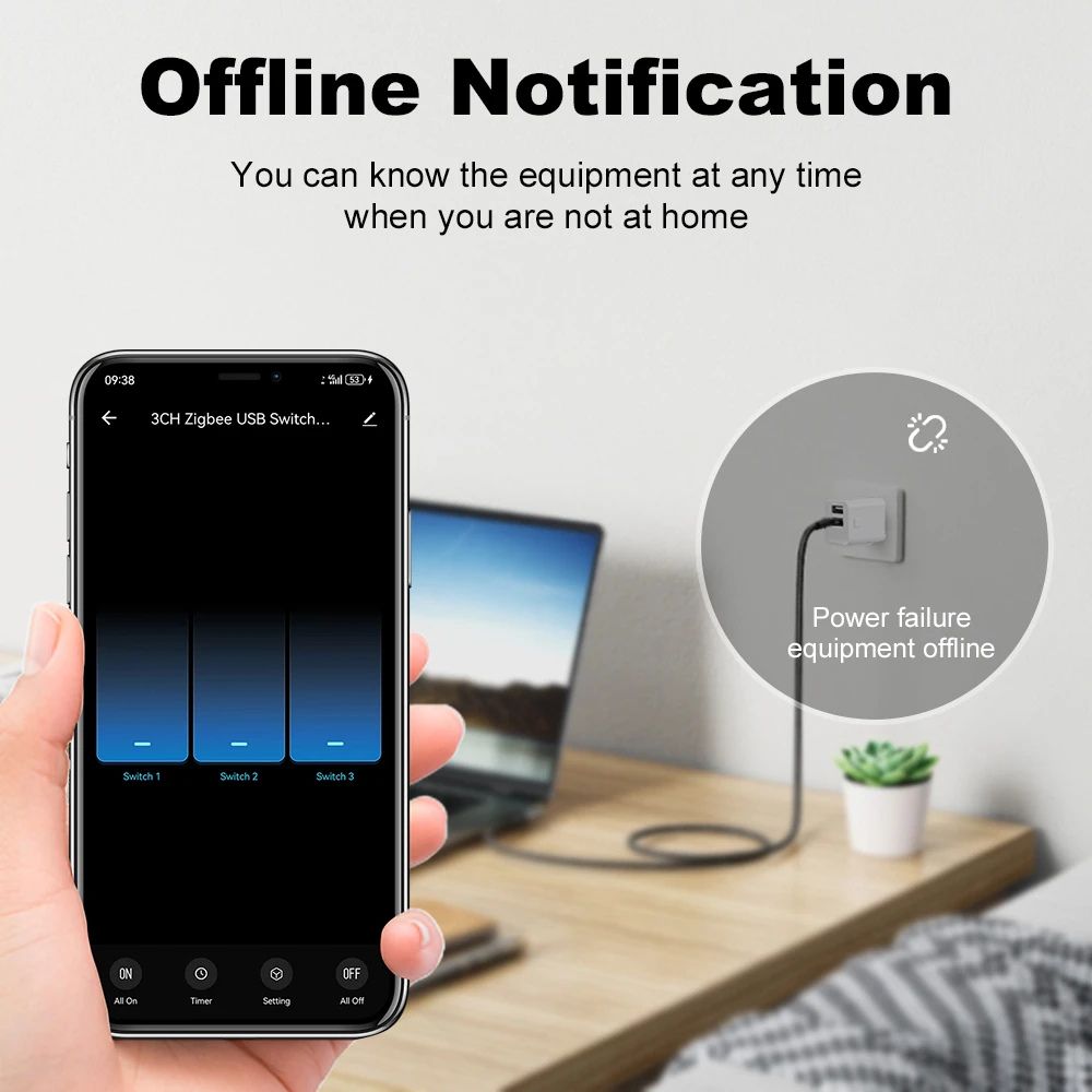 USB Smart Home Switch Adapter 3 Gang