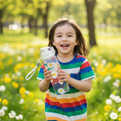 780ml Daisy Water Bottle with Straw Leakproof Clear Travel Bottle Inviteck