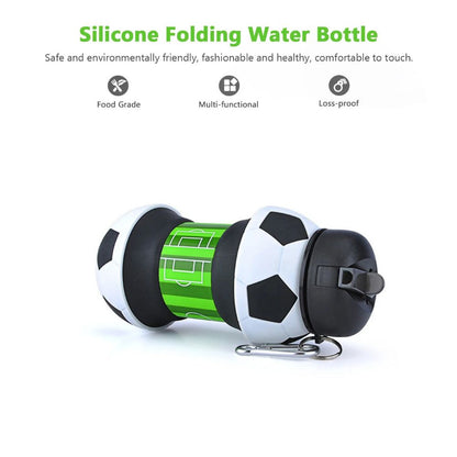 Silicone Football Water Bottle 550ml with Carabiner Clip Inviteck