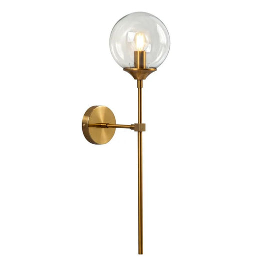 Modern Gold Glass Ball Wall Lamp – Transparent Globe for Bedroom