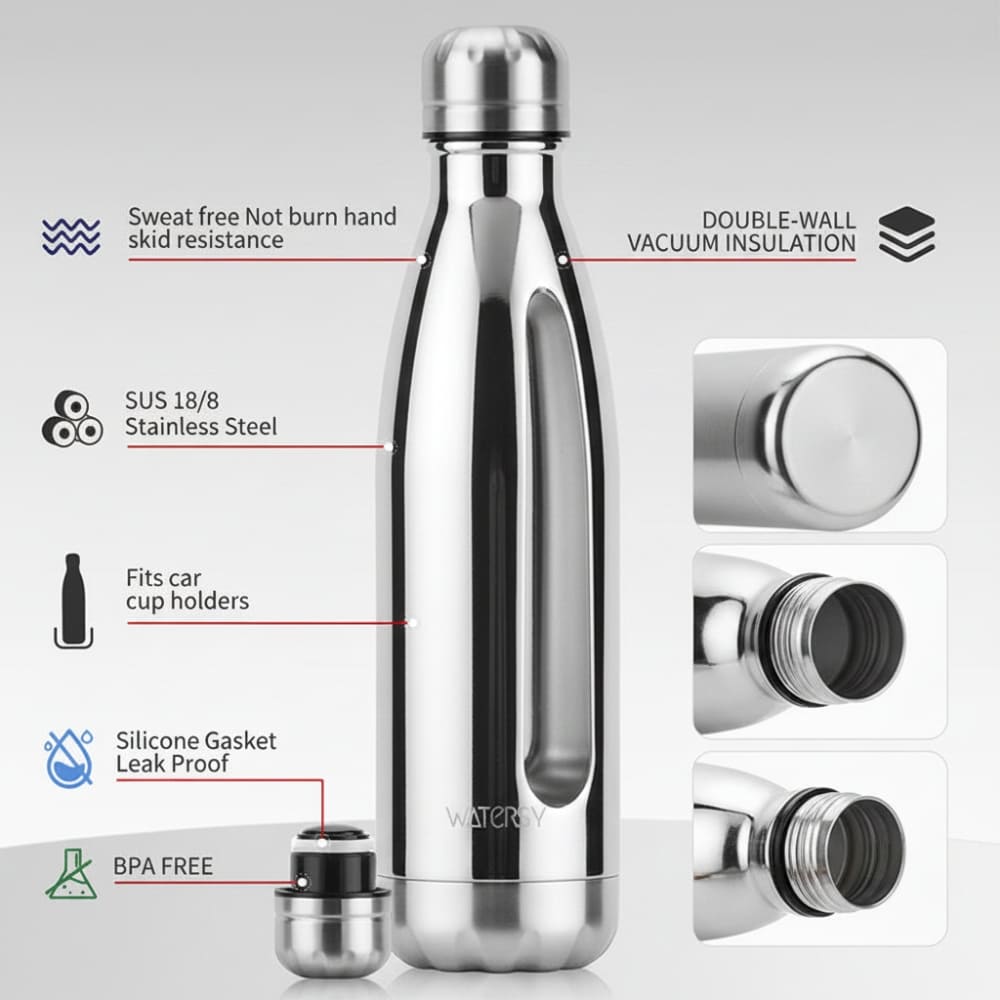 WATERSY 500ml Stainless Steel Insulated Water Bottle