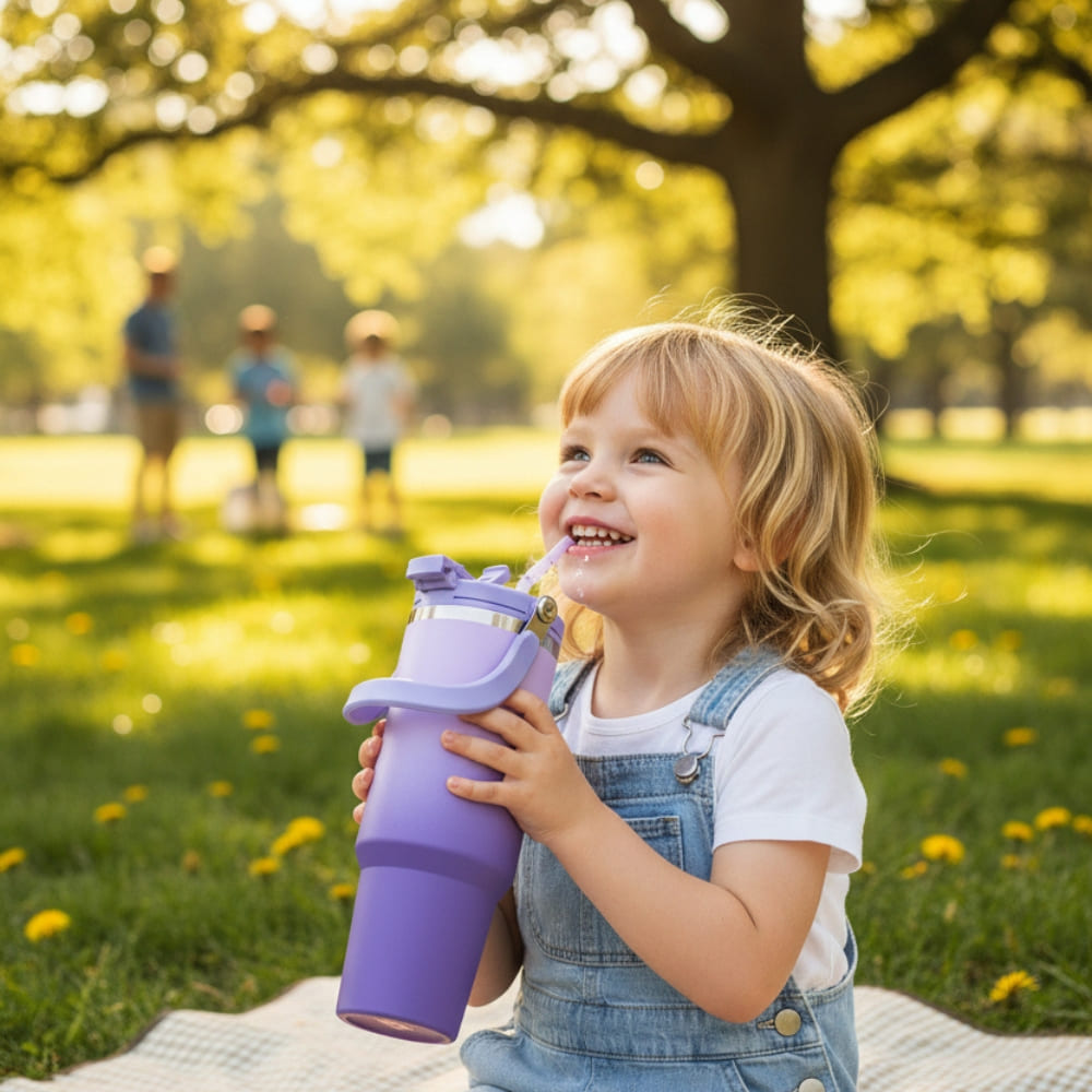 890ml Stainless Steel Insulated Tumbler with Straw Inviteck