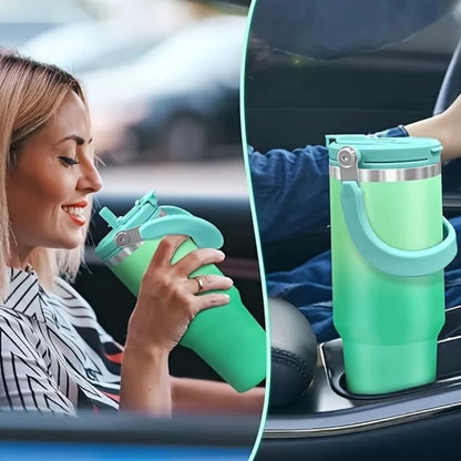 890ml Stainless Steel Insulated Tumbler with Straw Inviteck