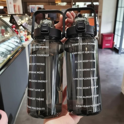 67oz Motivational Water Bottle with Straw & Time Marker Inviteck