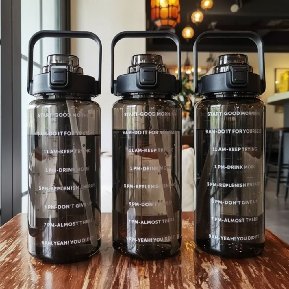 67oz Motivational Water Bottle with Straw & Time Marker Inviteck