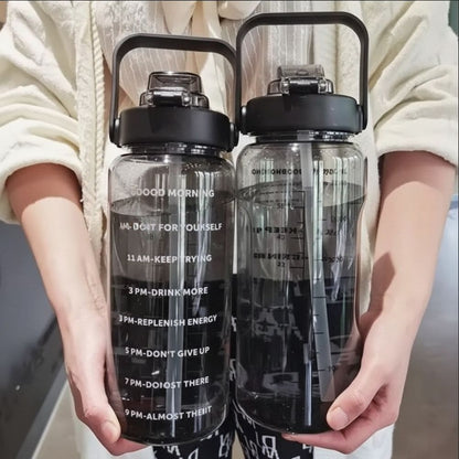 67oz Motivational Water Bottle with Straw & Time Marker Inviteck
