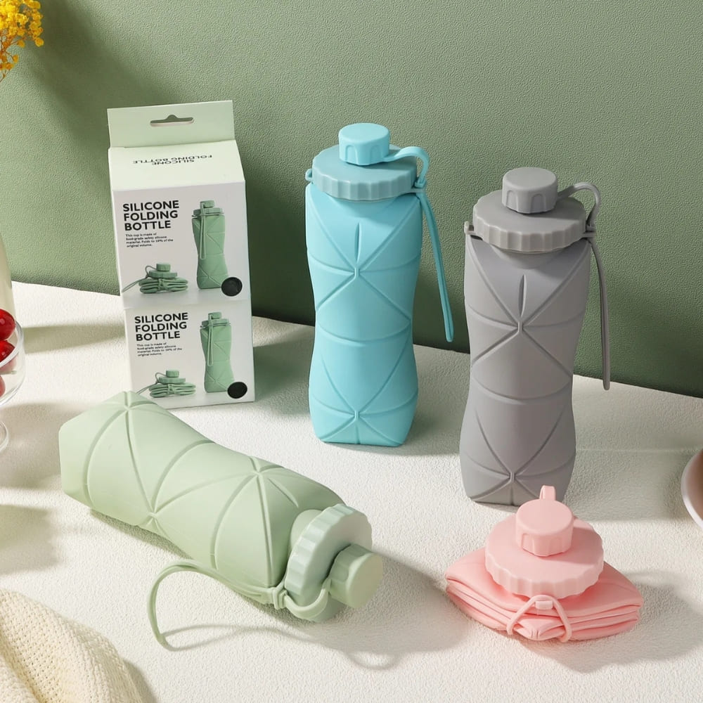 16.9oz Silicone Foldable Water Bottle – Portable Collapsible Cup Inviteck