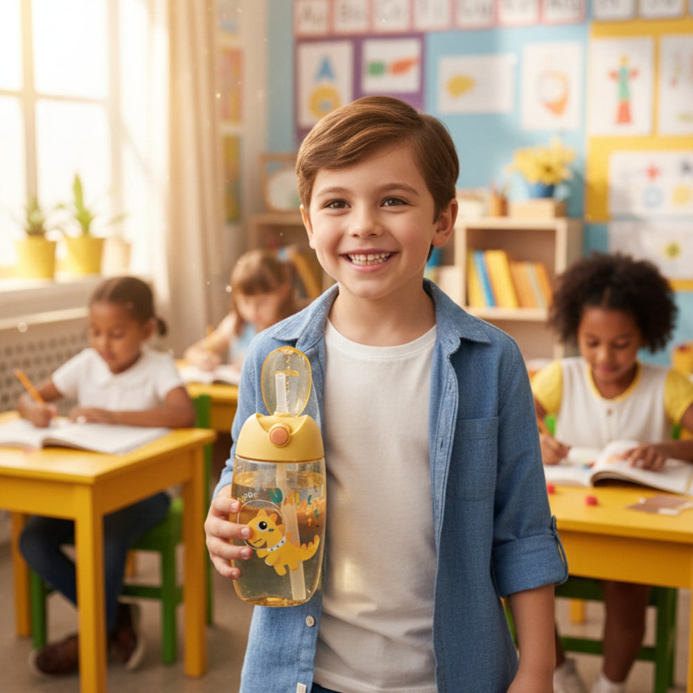 Kids Water Bottle with Straw – Portable School Cup  600ml Inviteck