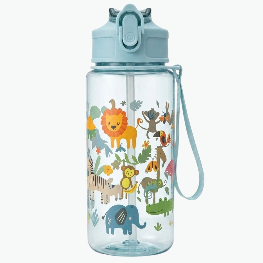 16.9oz BPA-Free Cartoon Straw Water Bottle Inviteck