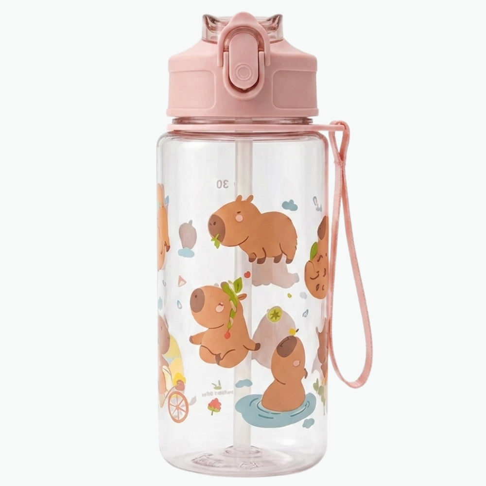 16.9oz BPA-Free Cartoon Straw Water Bottle Inviteck