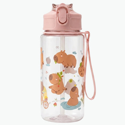 16.9oz BPA-Free Cartoon Straw Water Bottle Inviteck