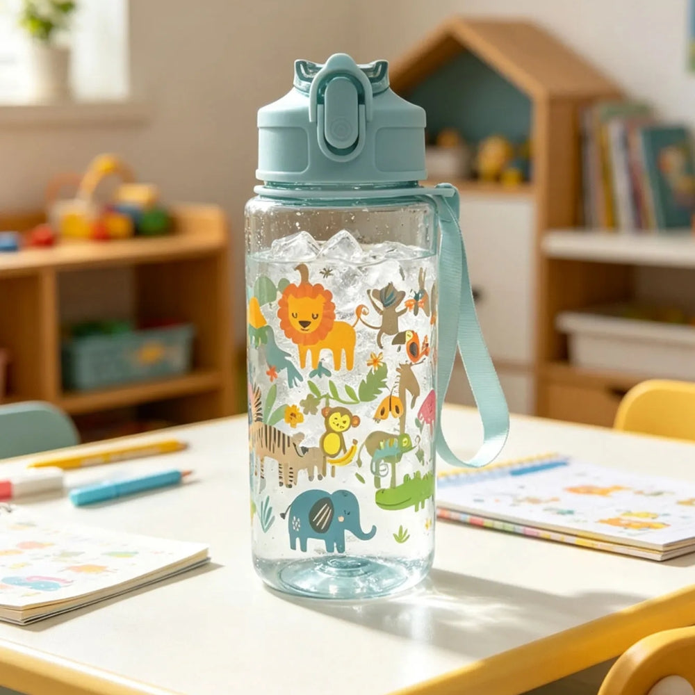 16.9oz BPA-Free Cartoon Straw Water Bottle Inviteck