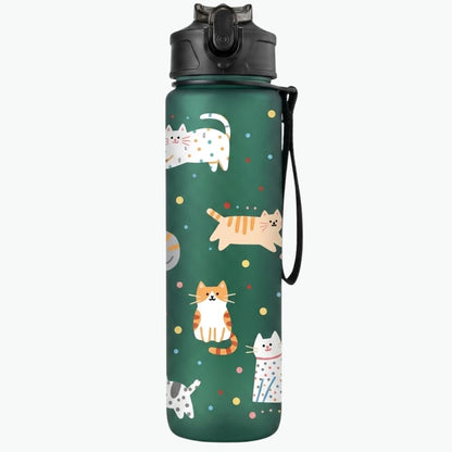Kids Water Bottle 25 oz 3D Cartoon Cat Design – Leak-Proof Inviteck