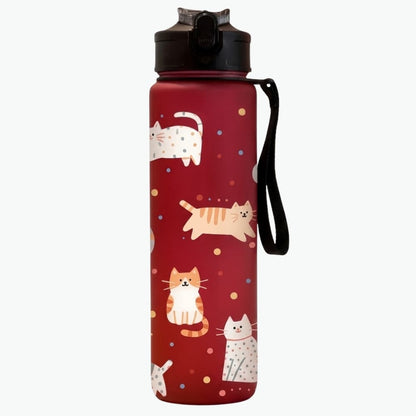 Kids Water Bottle 25 oz 3D Cartoon Cat Design – Leak-Proof Inviteck