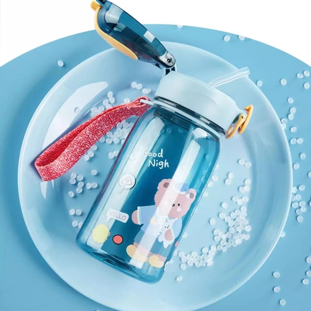 13.5oz Kids Teddy Bear Water Bottle with Straw Inviteck