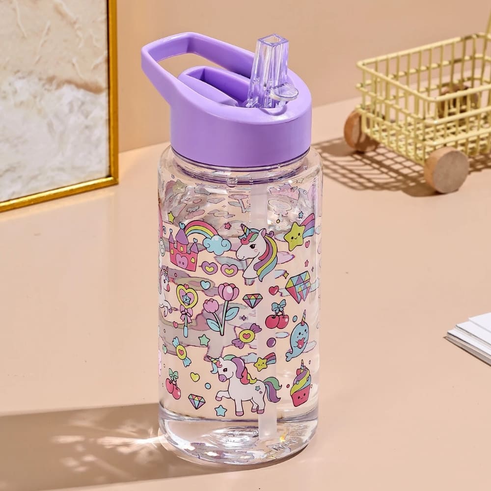 16.9oz Unicorn Ice Cream Straw Water Bottle Inviteck