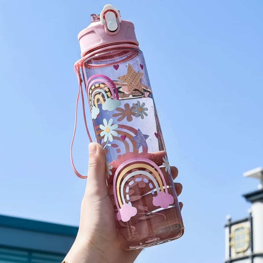 25.4oz Kids Water Bottle with Straw Portable Leak-Resistant Inviteck