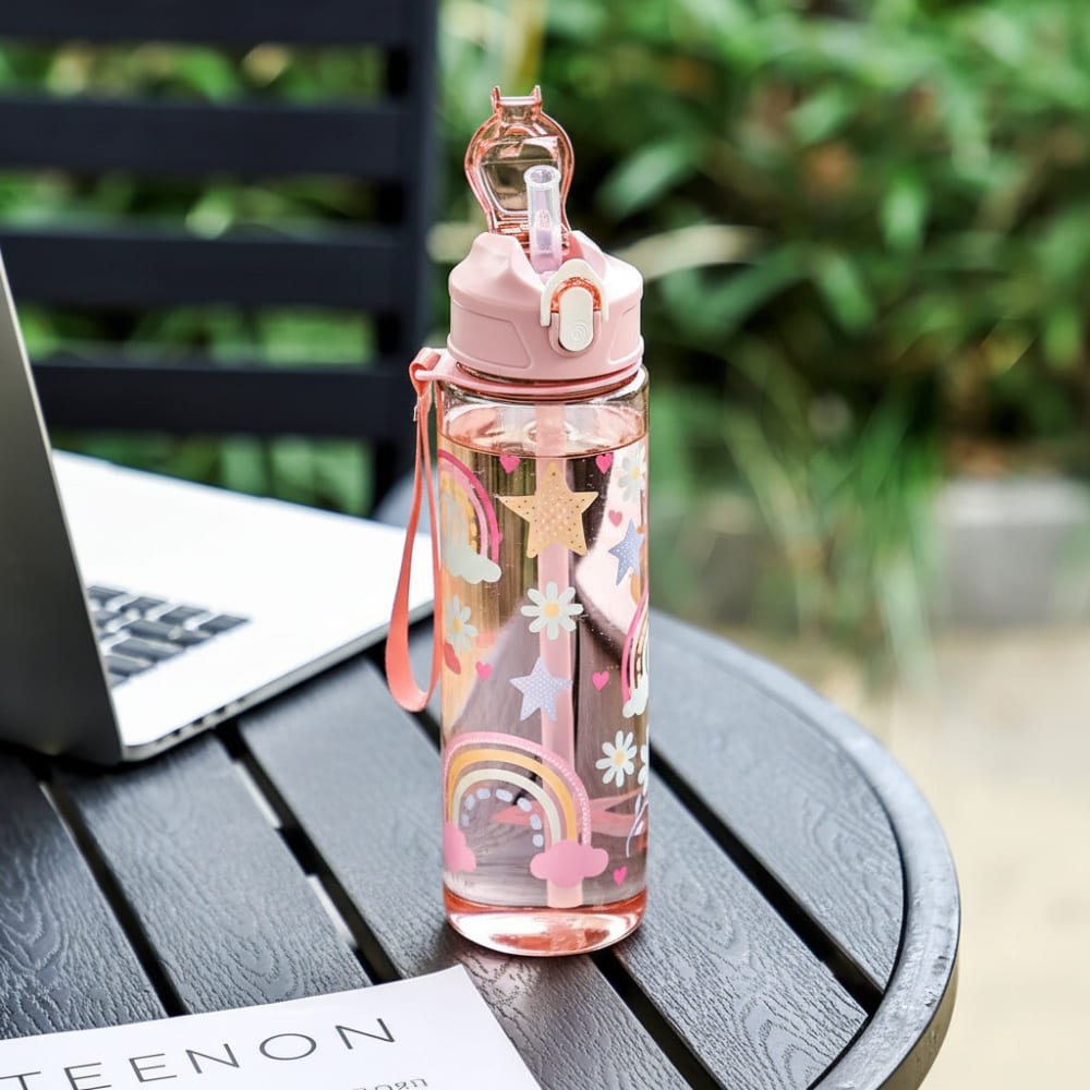 25.4oz Kids Water Bottle with Straw Portable Leak-Resistant Inviteck
