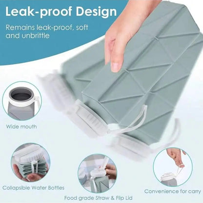21oz Square Silicone Foldable Water Bottle Inviteck