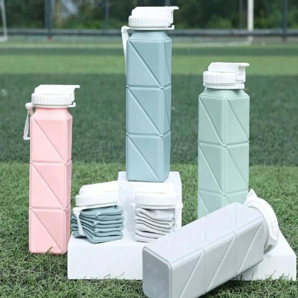 21oz Square Silicone Foldable Water Bottle Inviteck