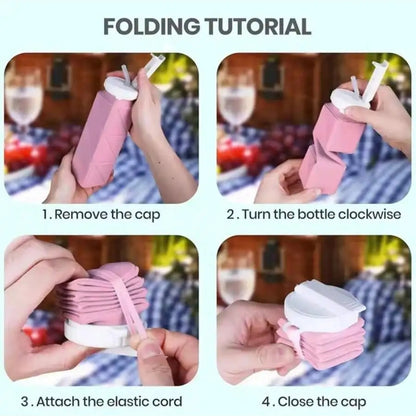 21oz Square Silicone Foldable Water Bottle Inviteck