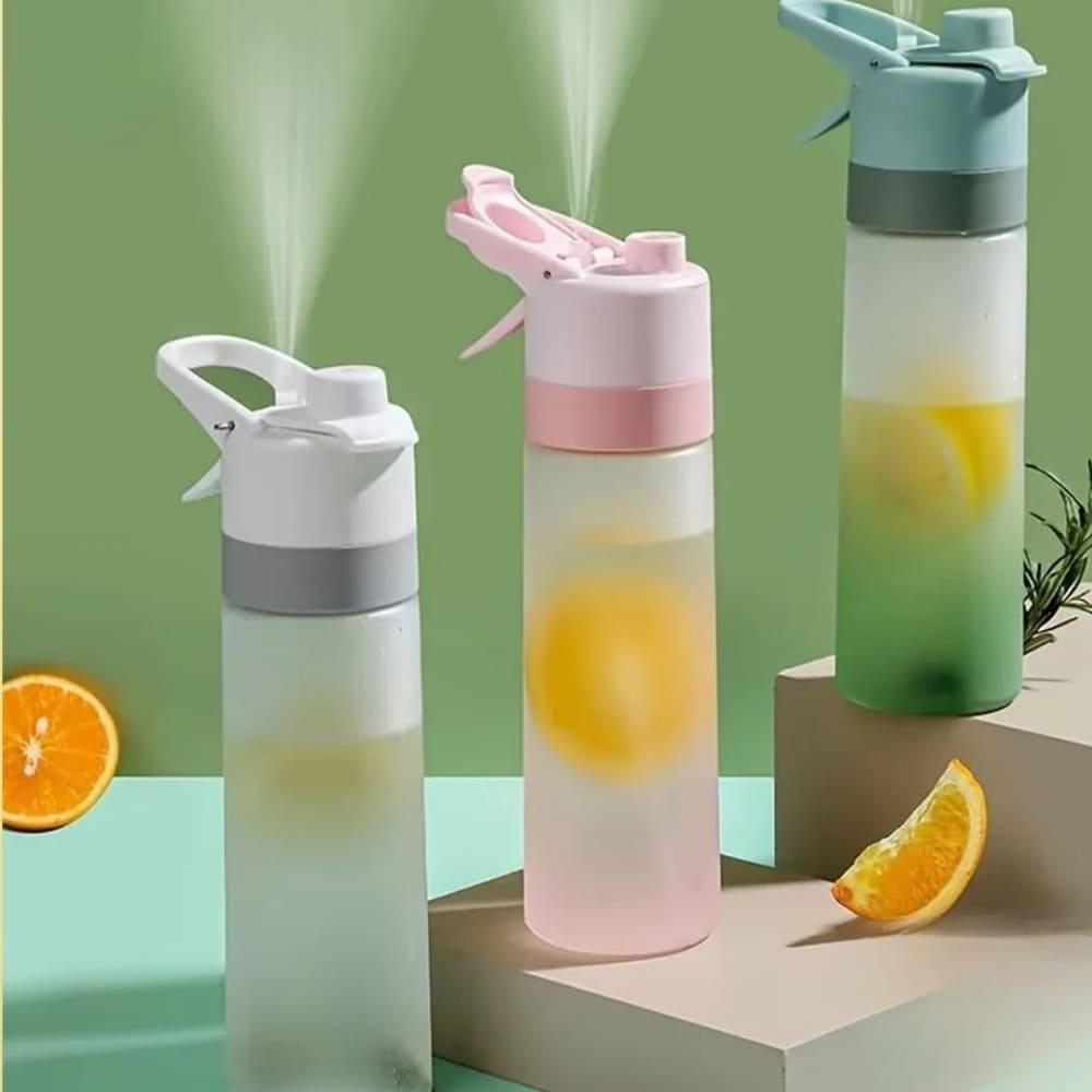 Gradient Frosted Spray Water Bottle with Straw Inviteck