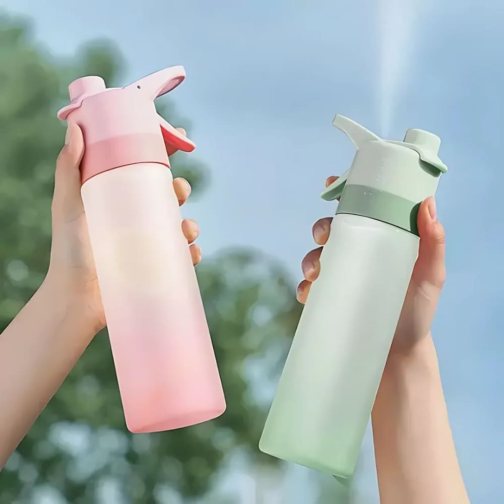 Gradient Frosted Spray Water Bottle with Straw Inviteck