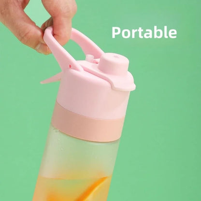 Gradient Frosted Spray Water Bottle with Straw Inviteck