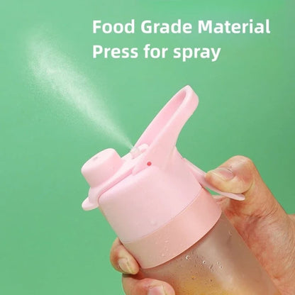 Gradient Frosted Spray Water Bottle with Straw Inviteck